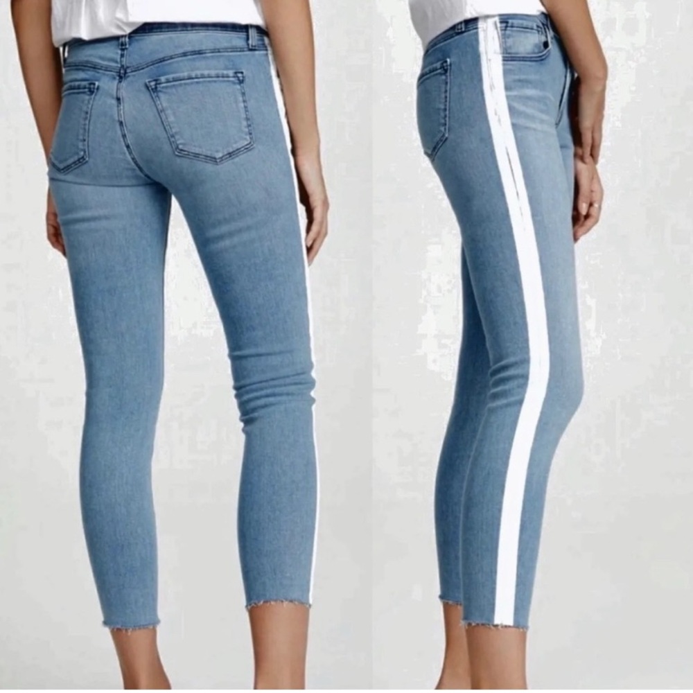 Women's Blue Jeans with White Stripe